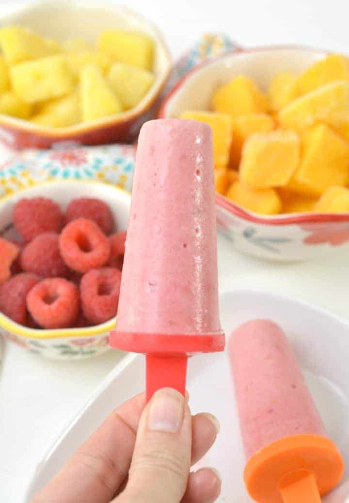 Raspberry Mango Pineapple Smoothie Fruit Popsicle Recipe