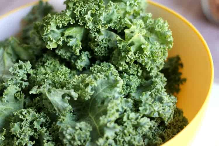 kale in a yellow bowl