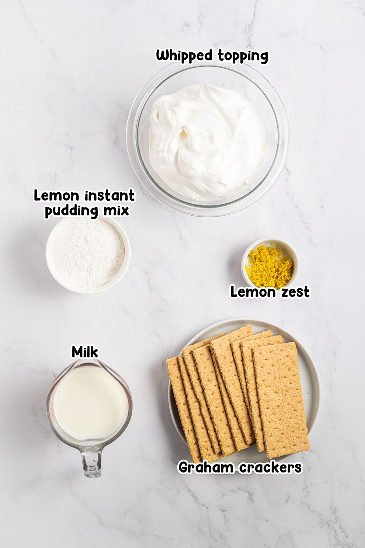 Lemon Icebox Cake ingredients.