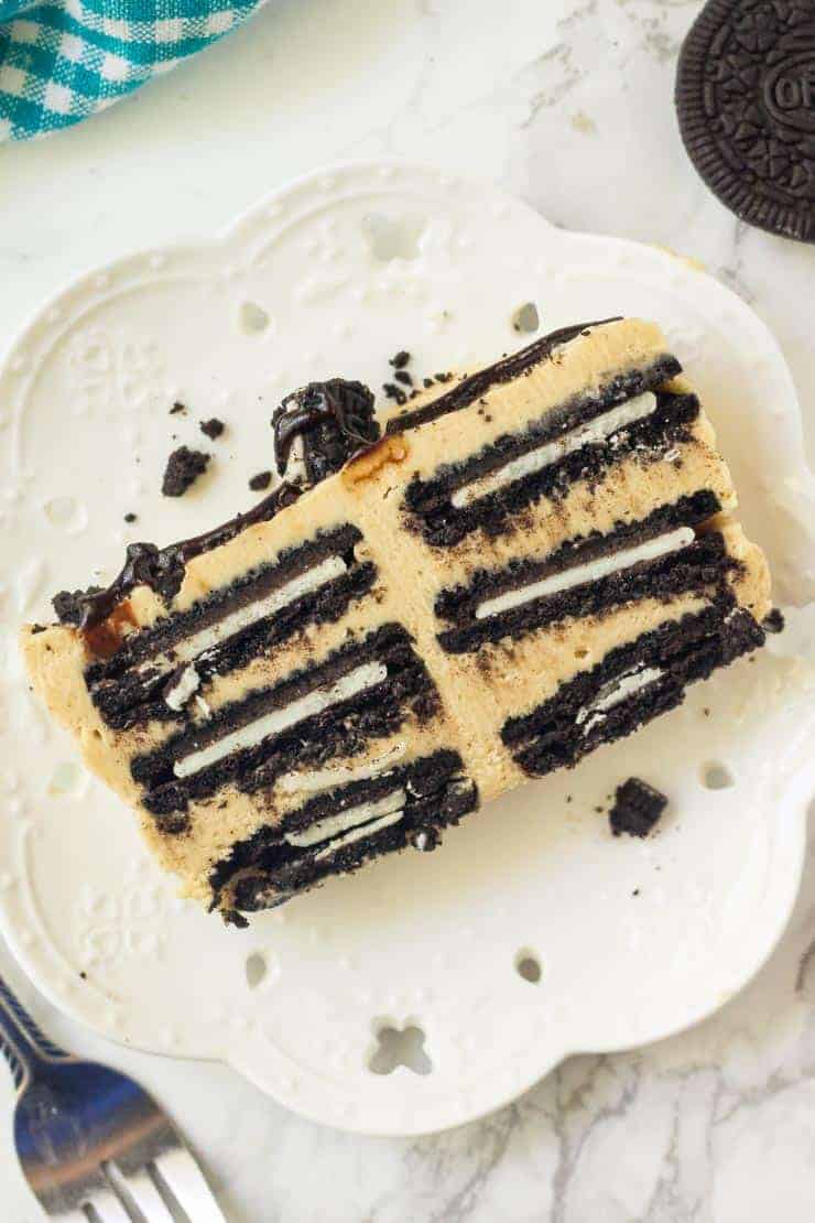 Slice of Peanut butter Oreo icebox cake