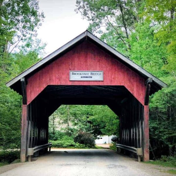 Red covered bridge in Vermont