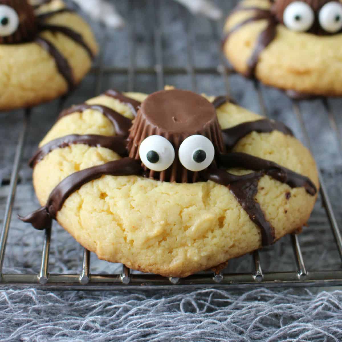 Halloween Treats: Spider Cookies | Spider Cookies, Peanut Butter Cookie