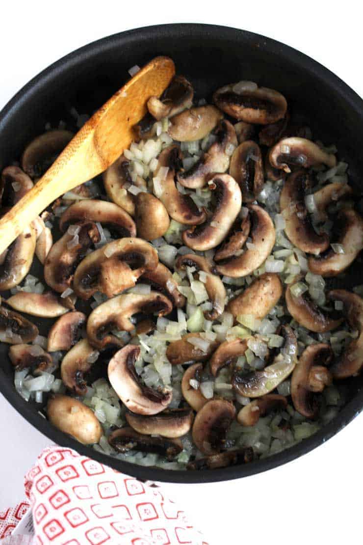 saute onion and mushrooms