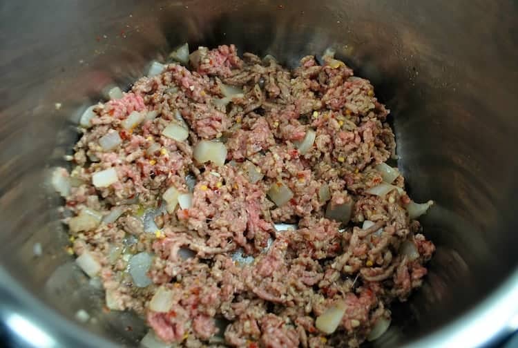 Ground beef cooking in the instant pot