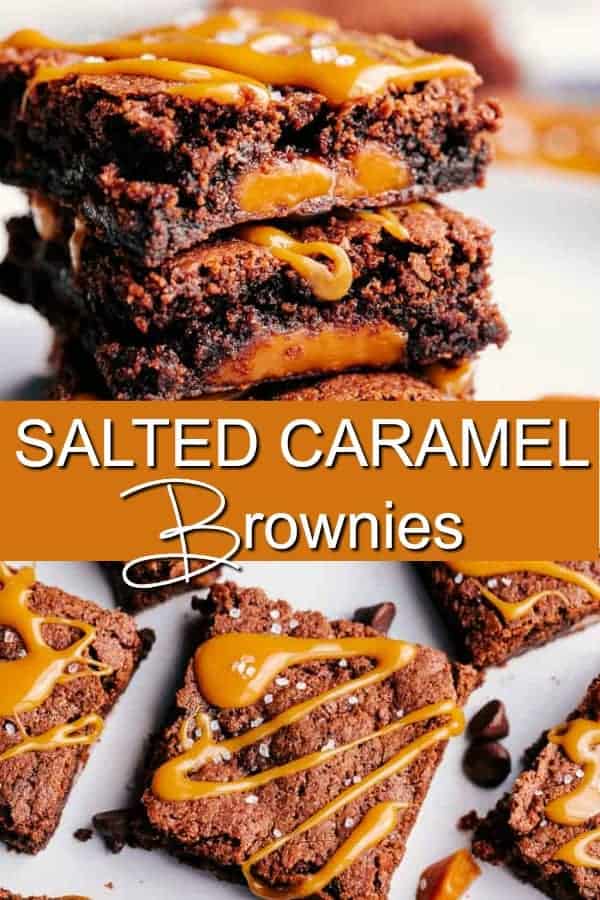 Salted caramel brownie pin for Pinterest