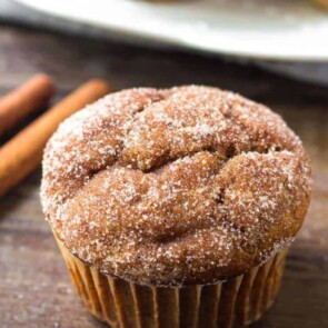 These pumpkin spice muffins are perfect for fall. So moist, filled with pumpkin, and dipped in cinnamon sugar.