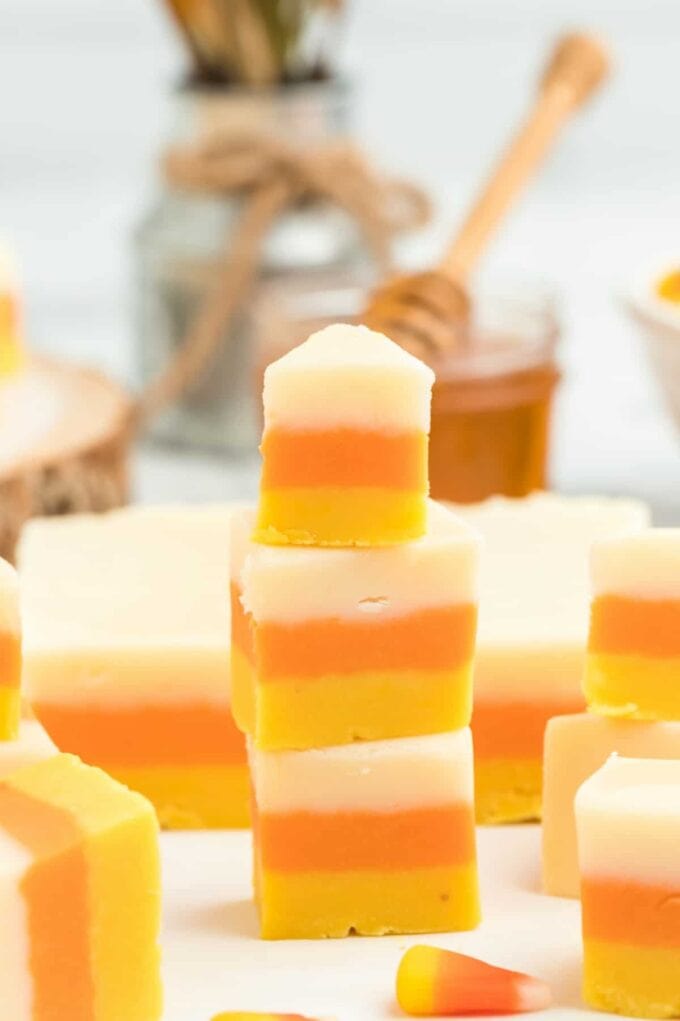 candy corn fudge stacked