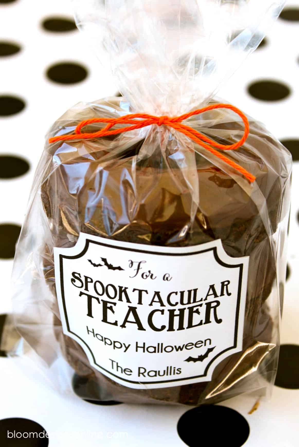 A Halloween teacher gift filled with donuts