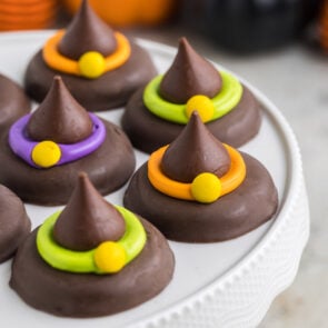 witch hat cookies on a serving tray