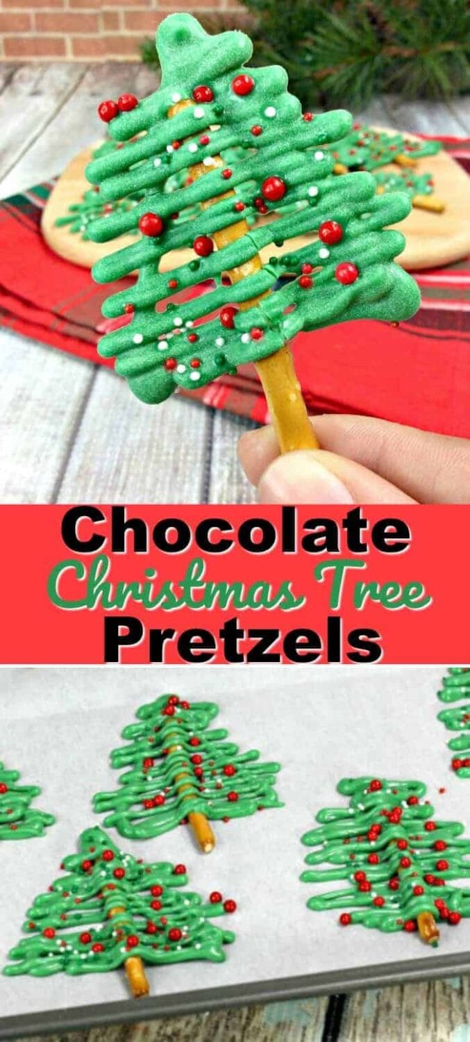 Chocolate Christmas Tree Pretzels