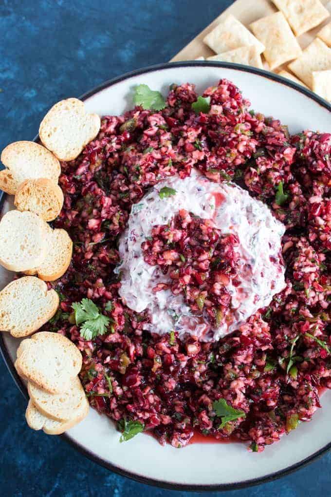 Cranberry Jalapeno Cream Cheese Appetizer by Honey and Birch | 25 Make Ahead Appetizers for Thanksgiving