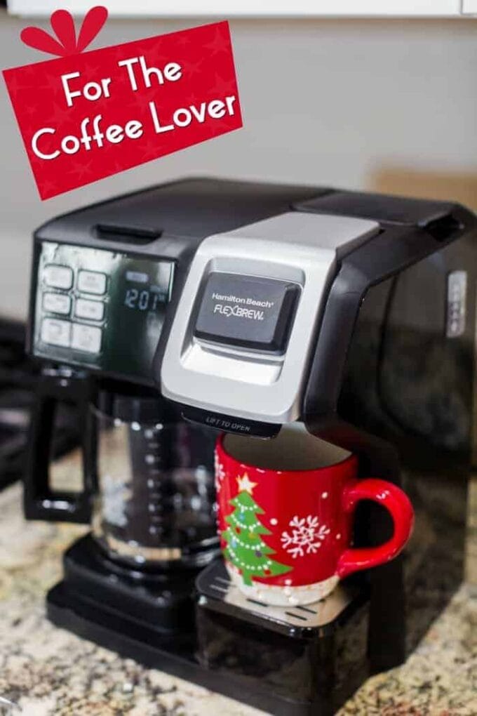 coffee maker with with red Christmas cup