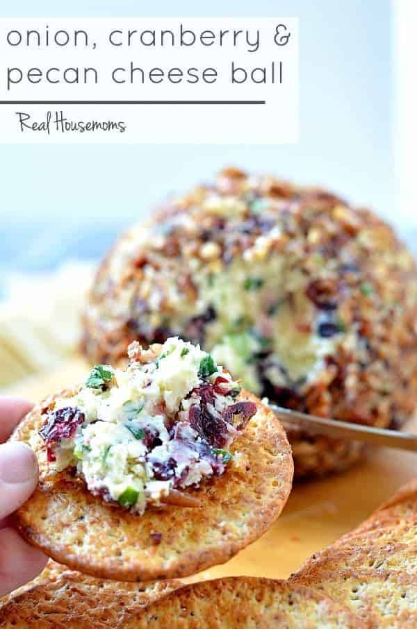 Onion, Cranberry and Pecan Cheese Ball by Real Housemoms | 25 Make Ahead Thanksgiving Appetizers