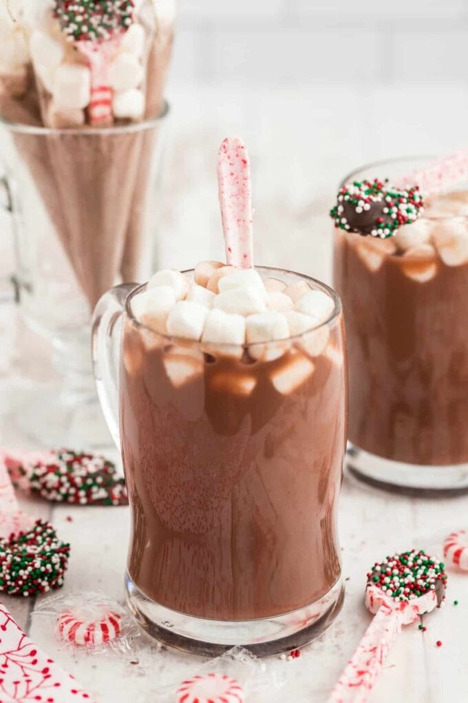 peppermint spoon in hot chocolate