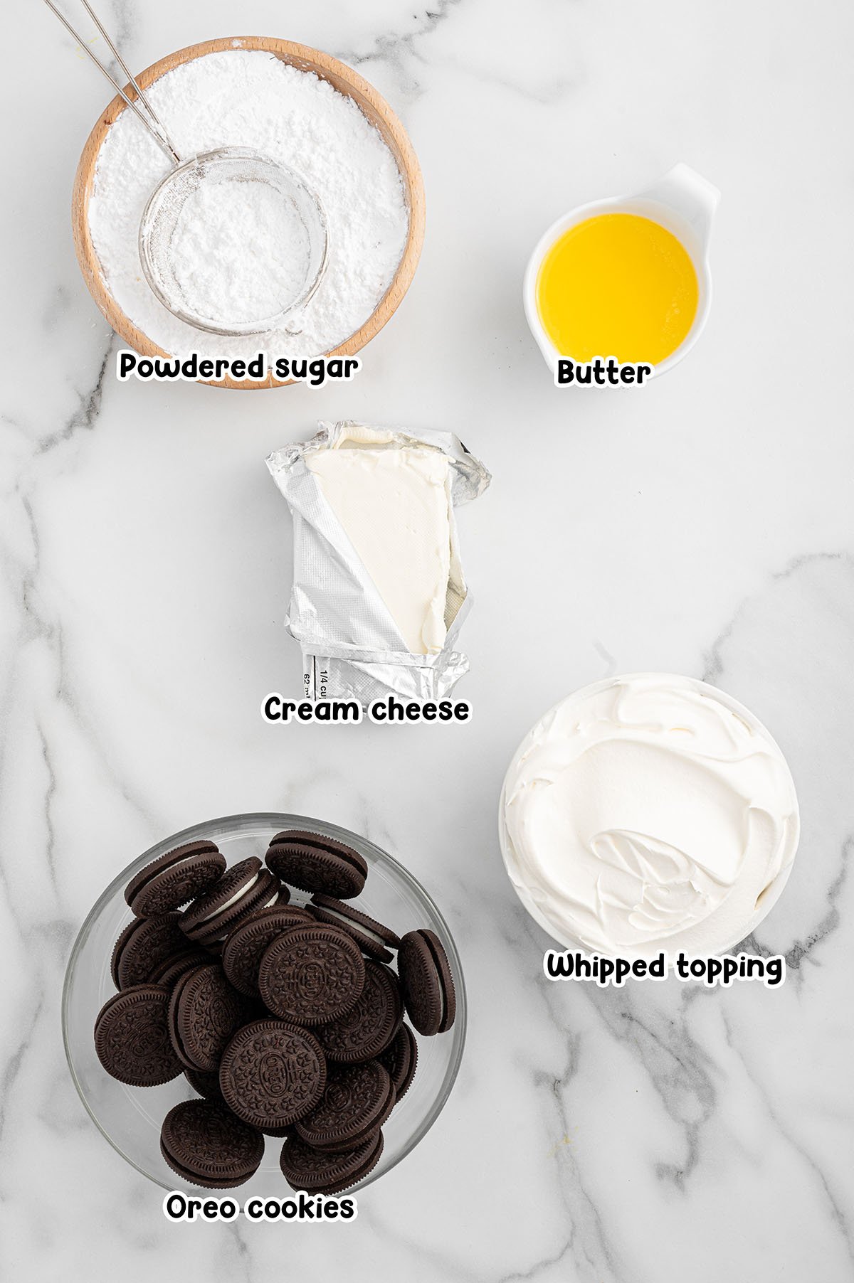 No bake oreo pie ingredients.