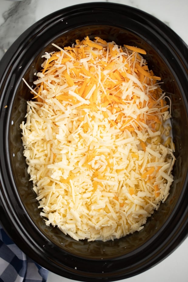 add cheese and seasonings to the crockpot