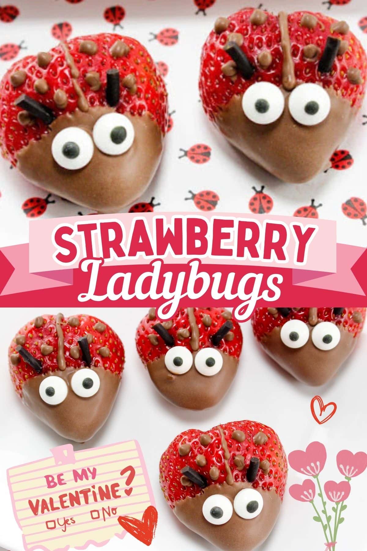 chocolate covered strawberry ladybugs pin.