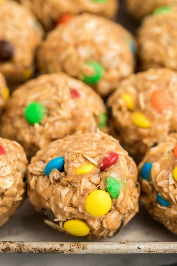 Monster Cookie Energy Balls close up