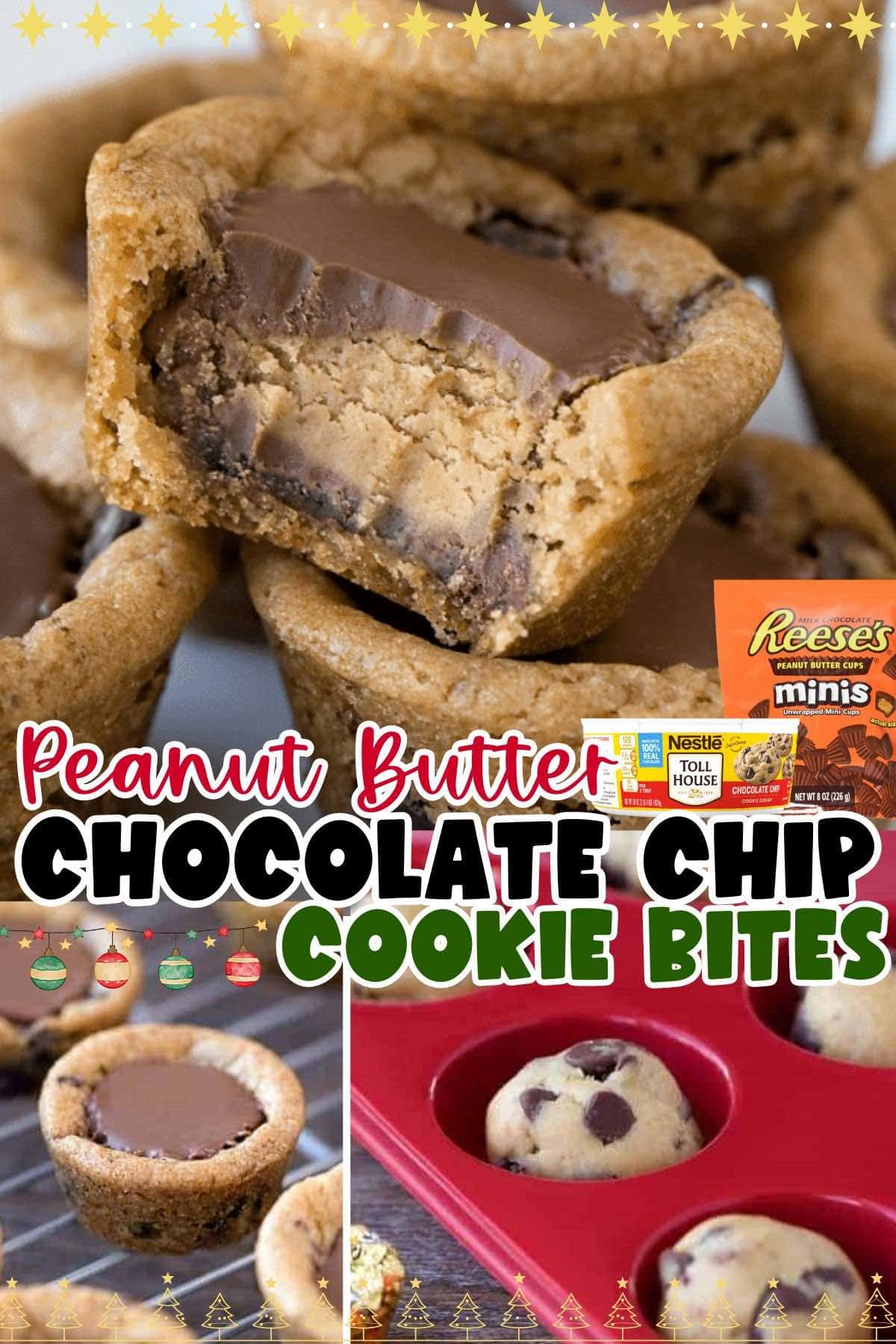 peanut butter chocolate chip cookie bites pin.