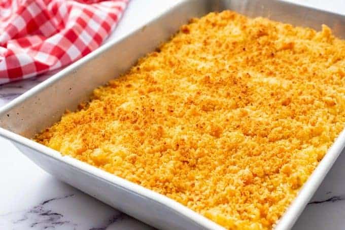 Baked mac and cheese with panko topping