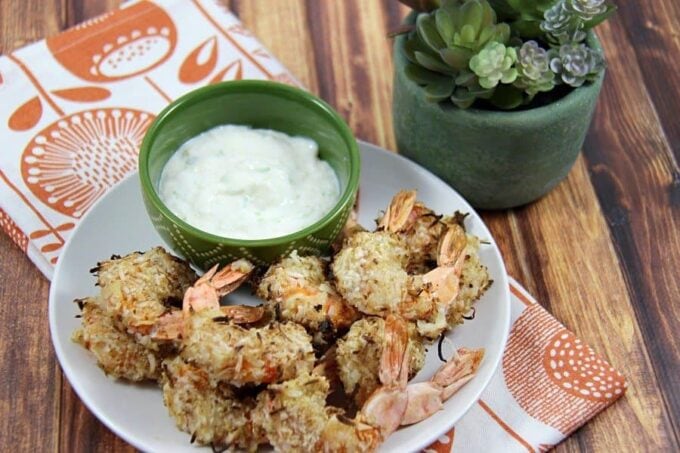 Air Fryer Coconut Shrimp with Piña Colada Sauce by Family Food and Travel 