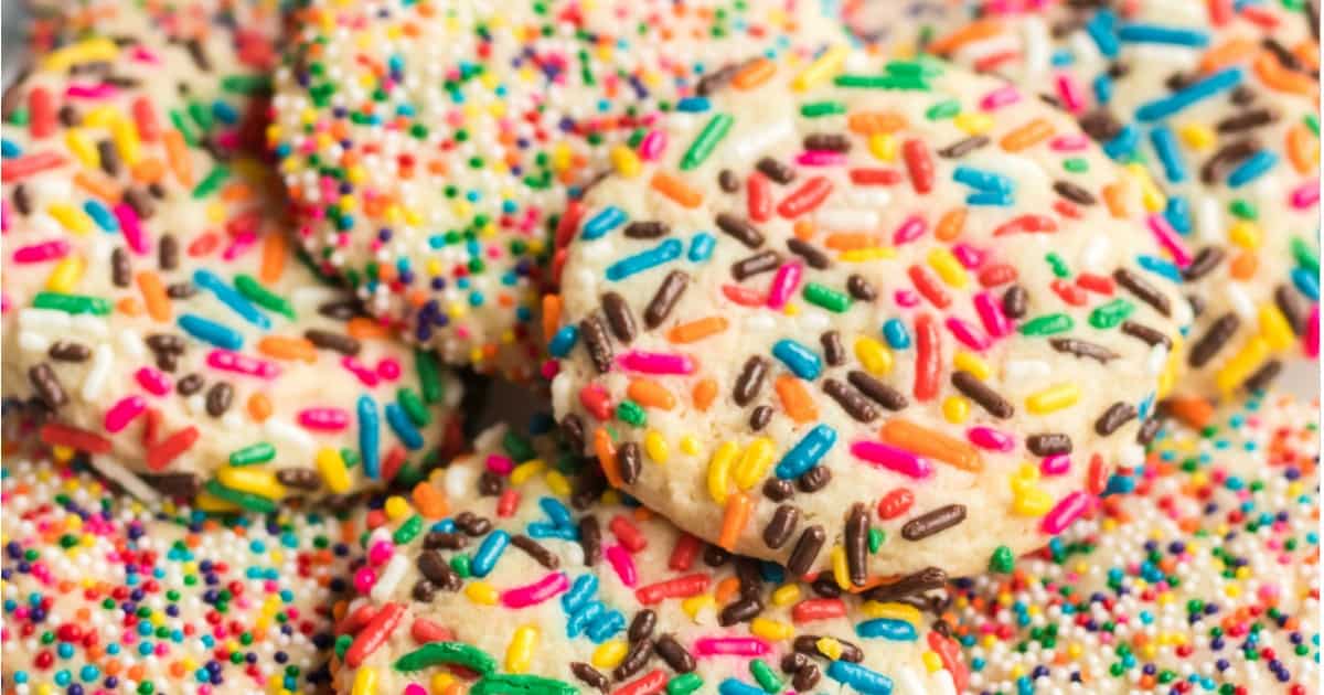 Rainbow Sprinkle Cookies - Soft, delcious and covered in sprinkles!