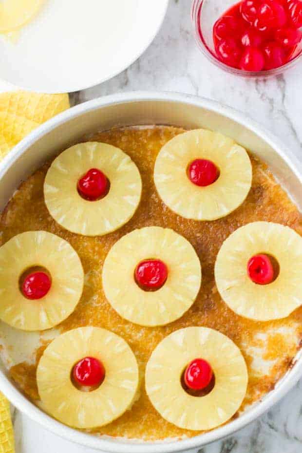 Pineapple Upside Down cake in pan