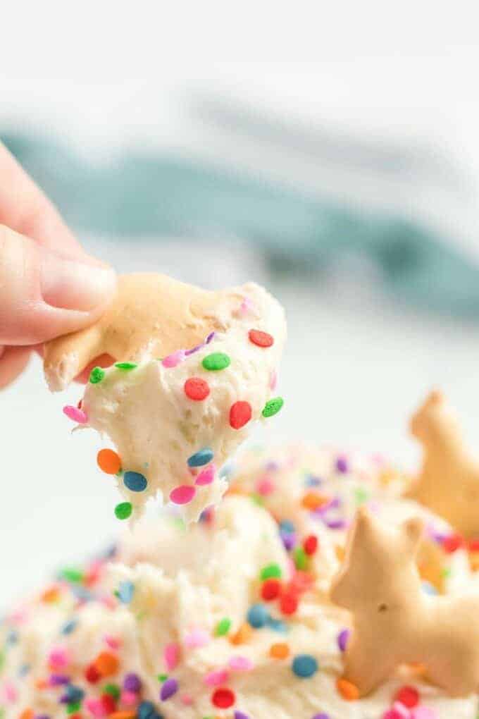 Funfetti Dip animal cracker scoop