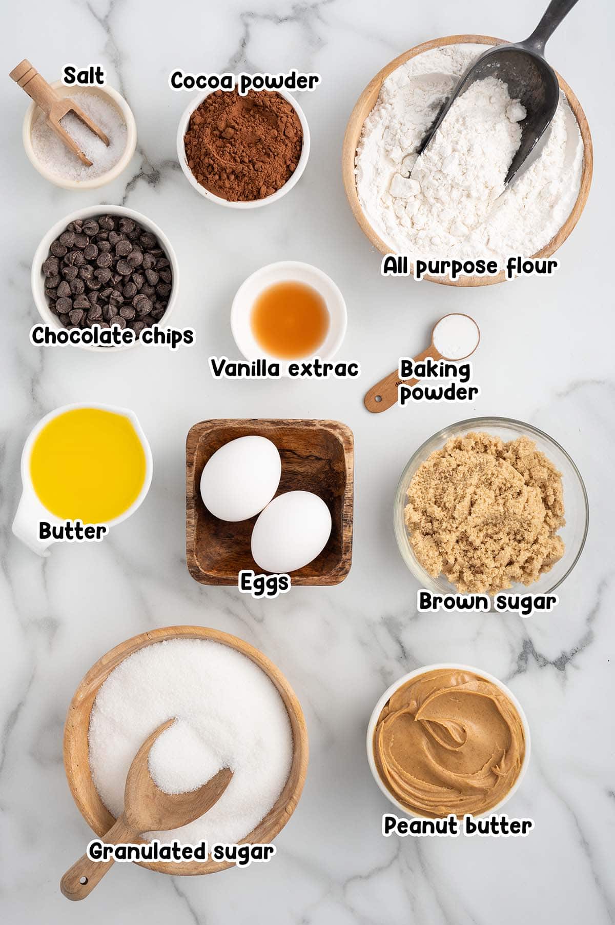 peanut butter brownies ingredients.