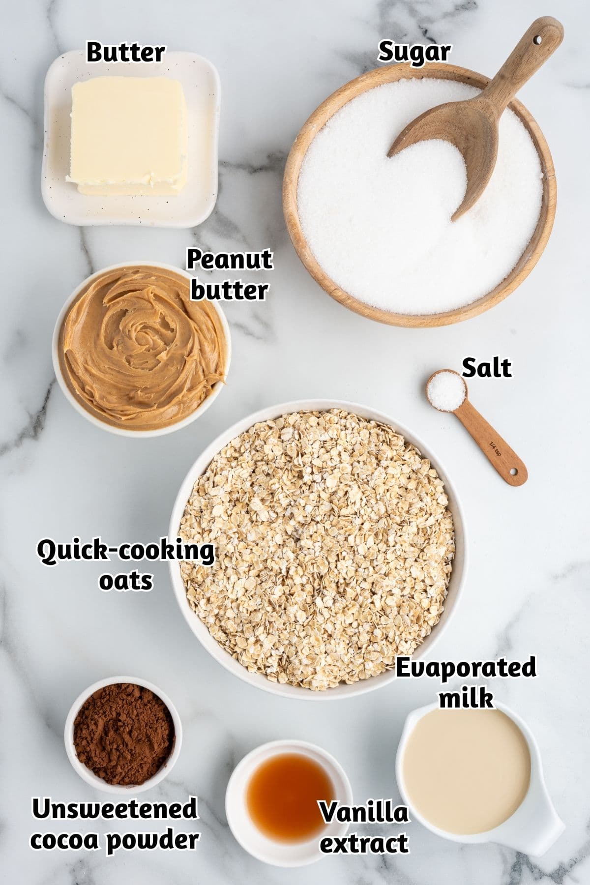 chocolate peanut butter no bake cookies ingredients.