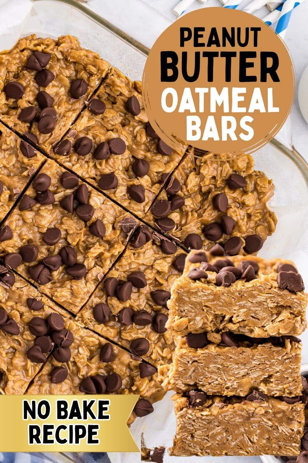 No Bake Peanut Butter Oatmeal Bars Pin 1
