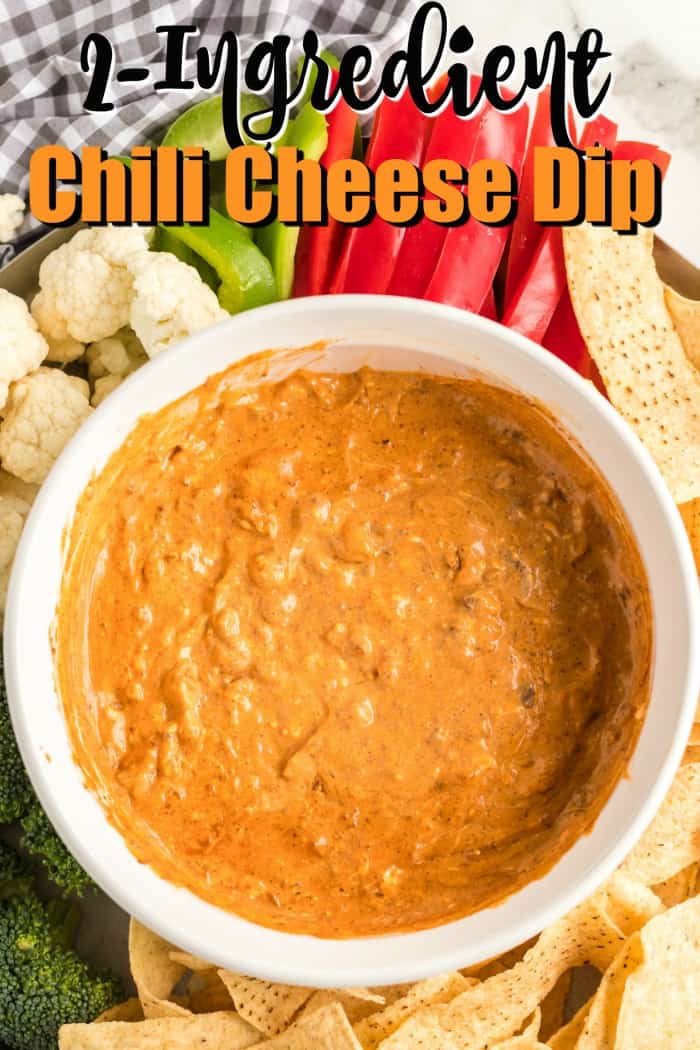 Chili Cheese Dip with veggies and chips