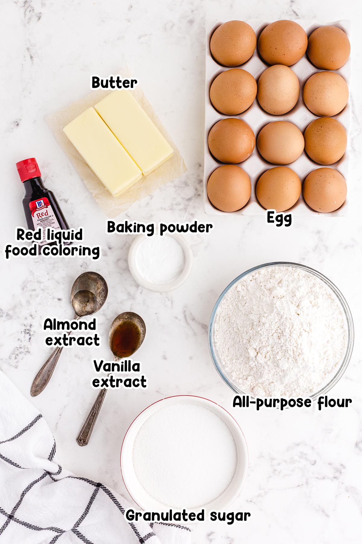 Christmas Pinwheel Cookies ingredients.