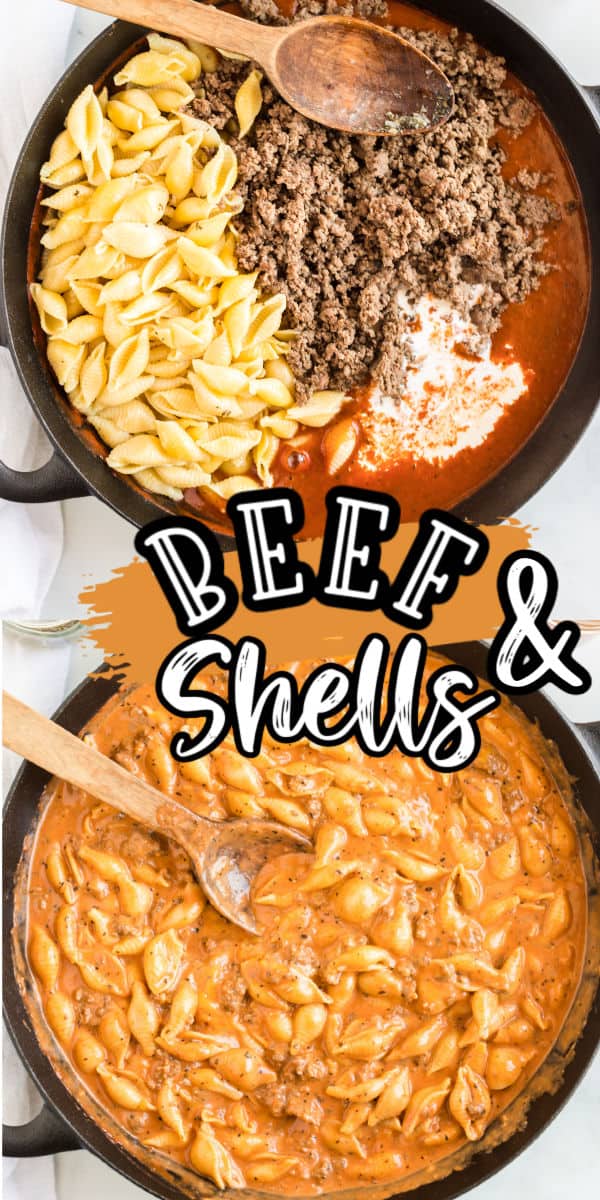 Creamy beef and shells