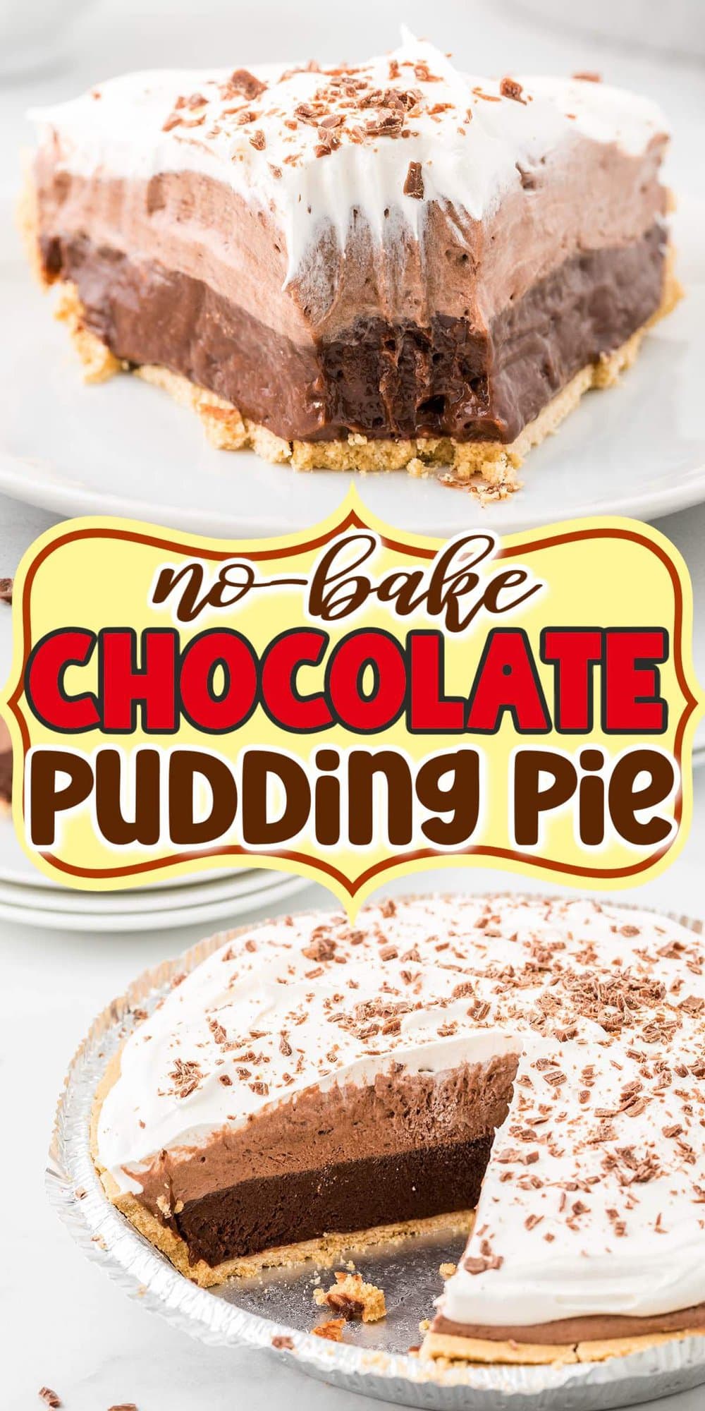 no bake chocolate pudding pie pinterest image