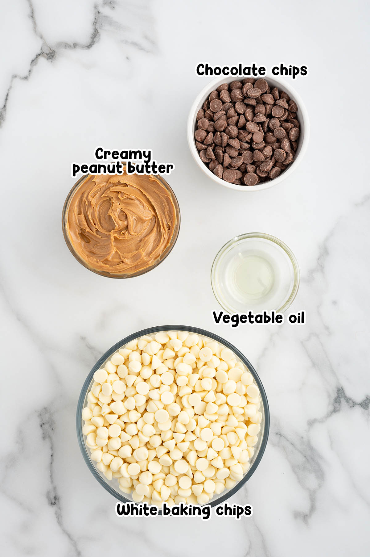 Tiger Butter Fudge ingredients.