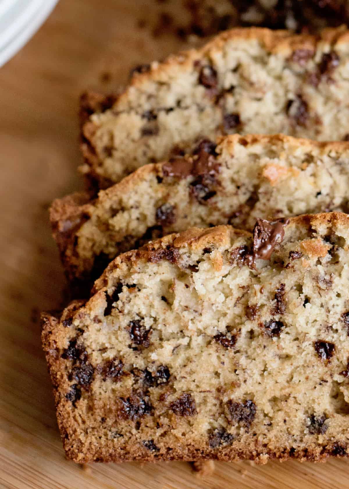 Chocolate Chip Banana Bread close up