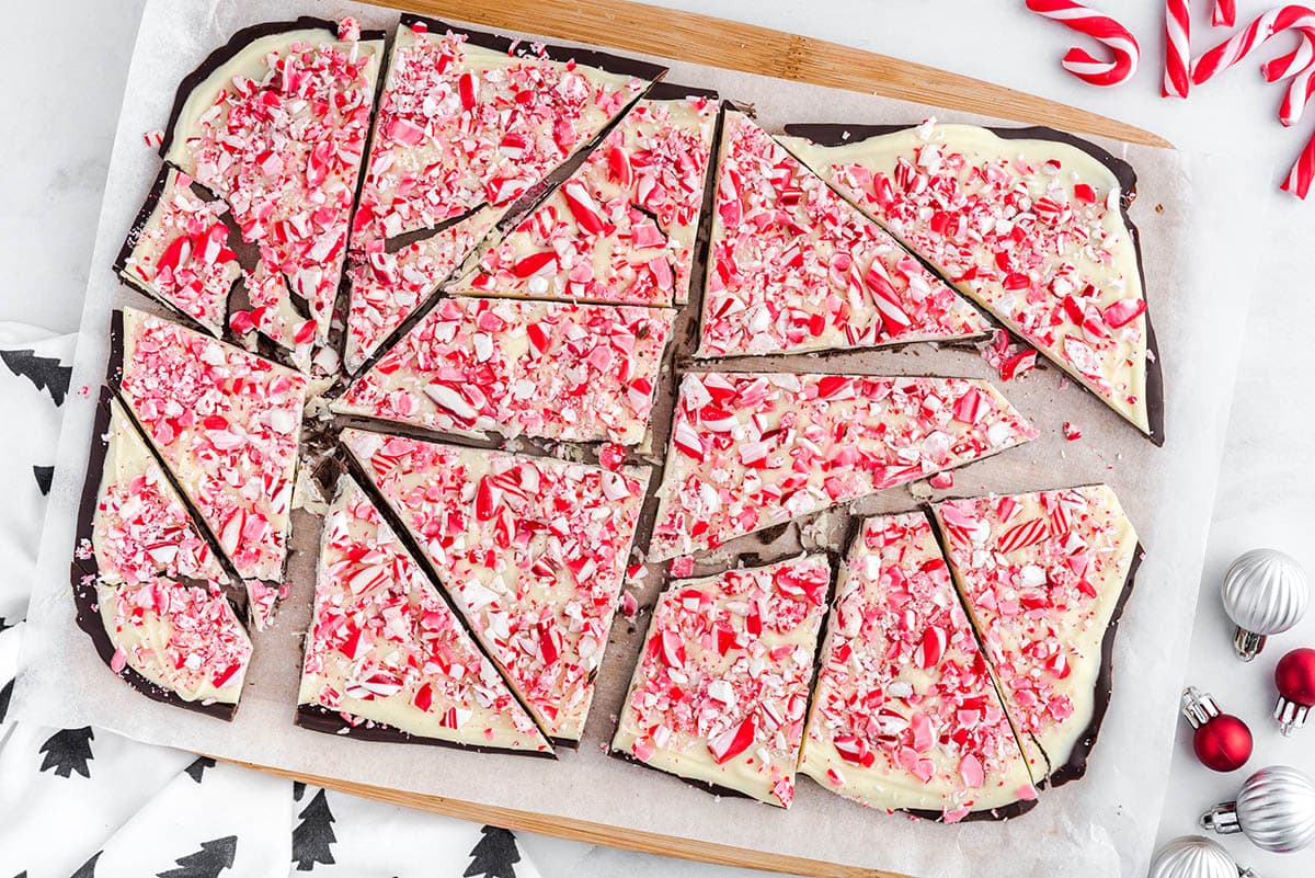 peppermint bark in pieces