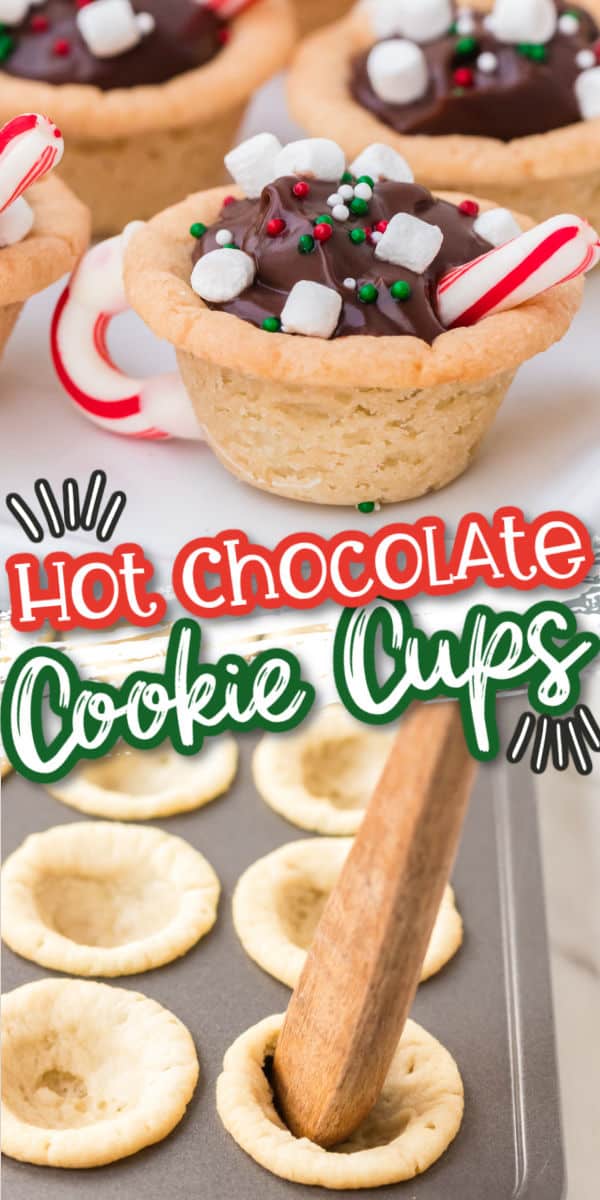Hot Chocolate Cookie Cups Pinterest Image