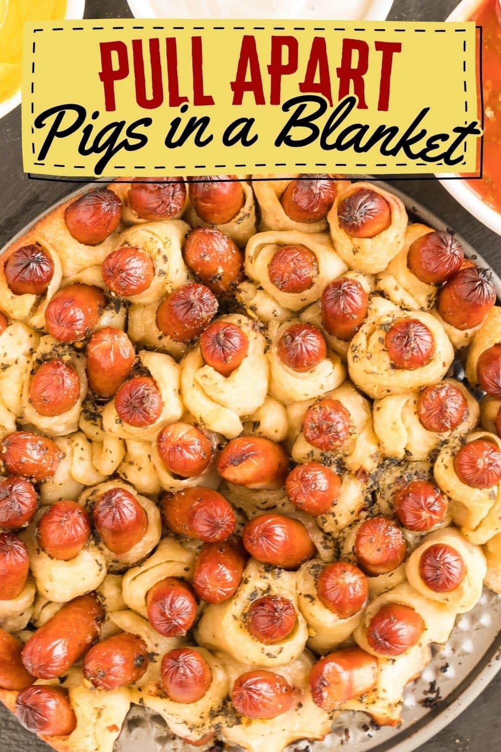 Top view of Pull Apart Pigs in a Blanket in a springform pan
