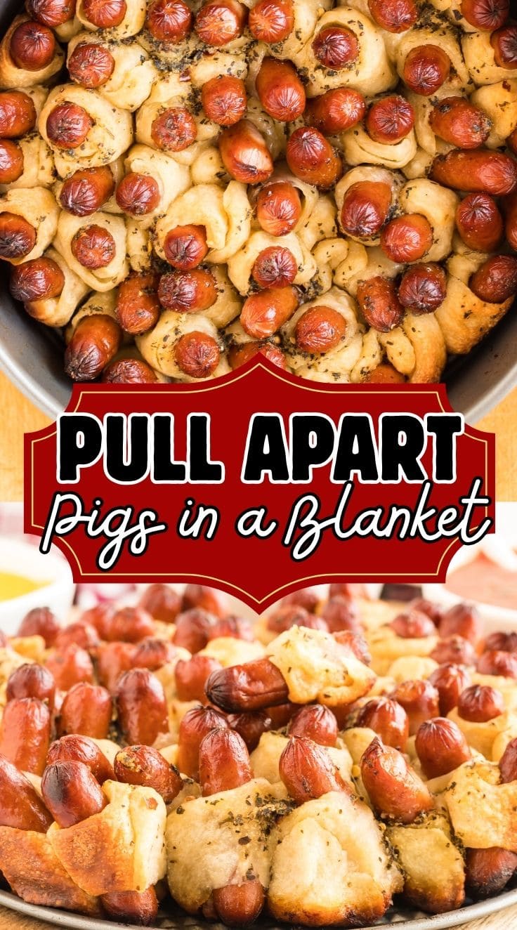 Pull Apart Pigs in a Blanket served on a white plate
