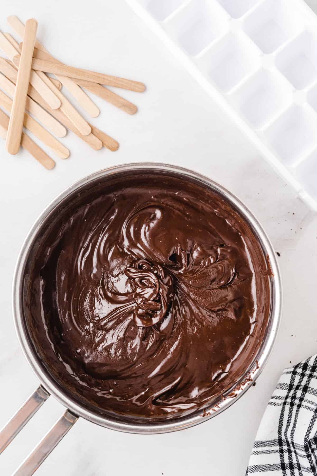 chocolate melted in a pot