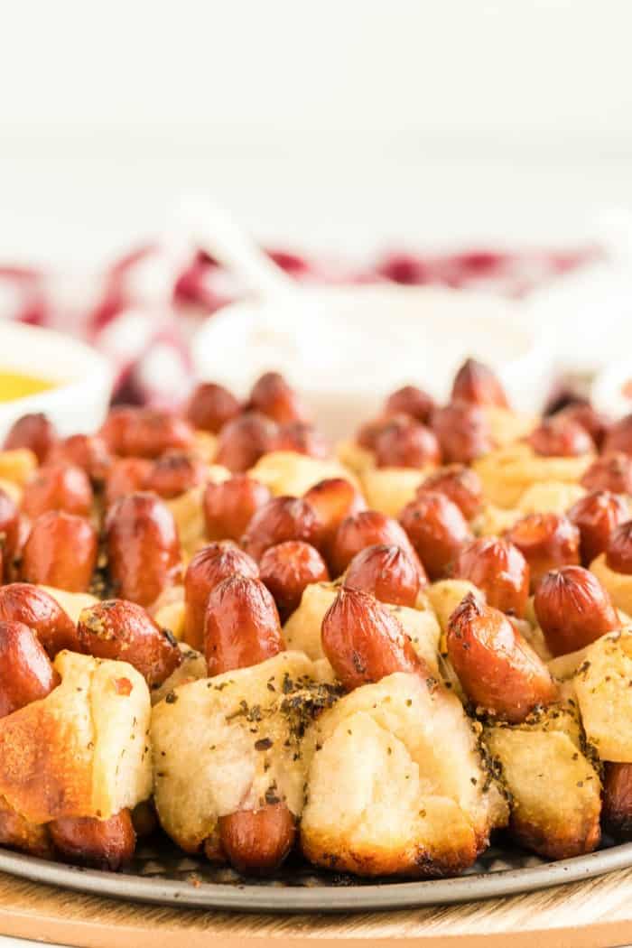 Pull apart pigs in a blanket close up