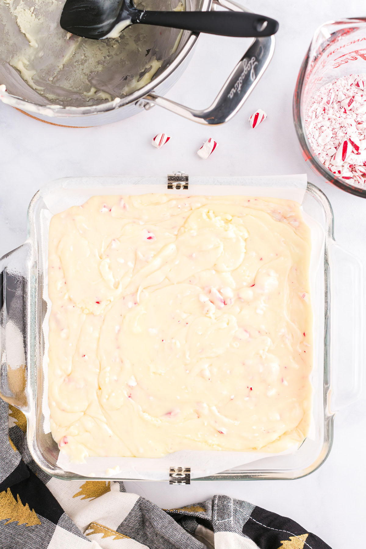 candy cane mixture in baking dish