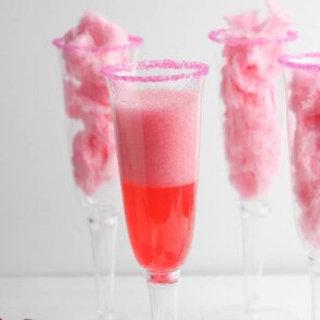 Cotton Candy Mocktail in a champagne glass