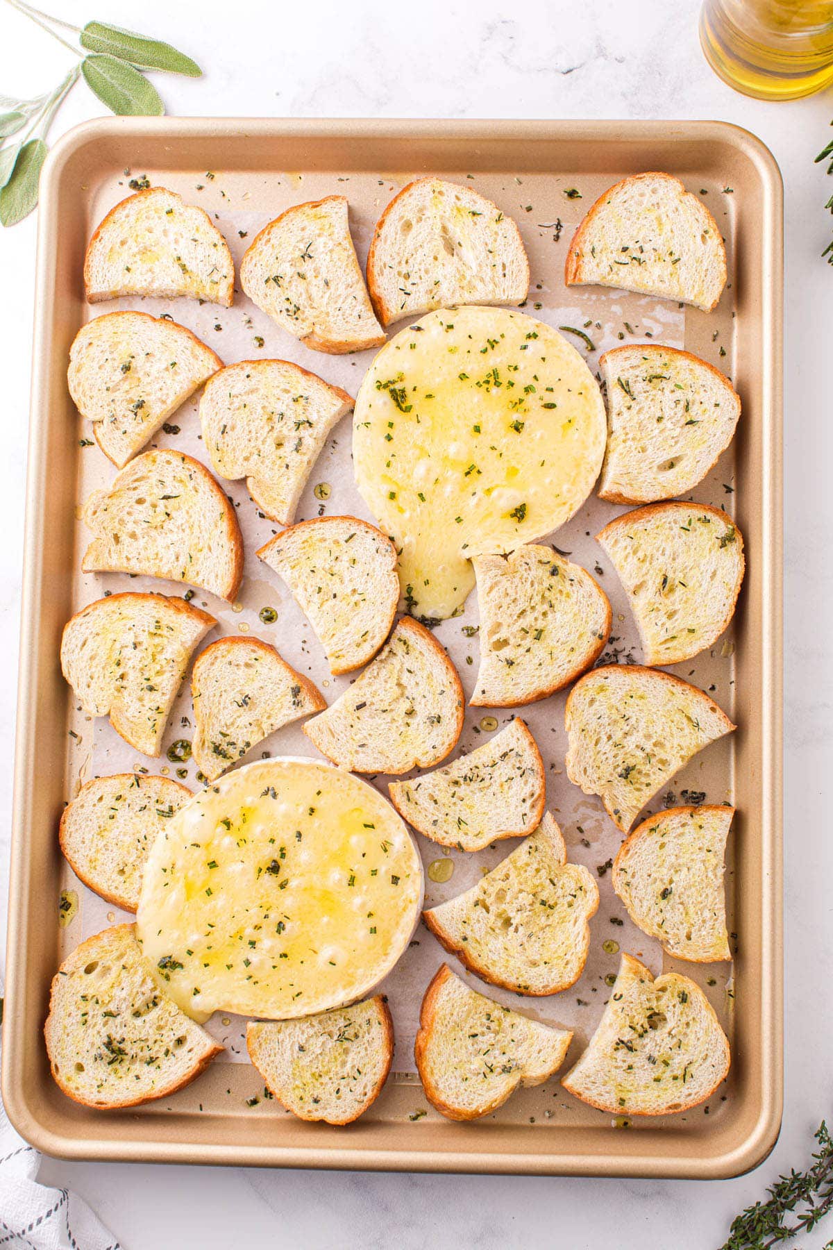 baked brie appetizer on baking tray