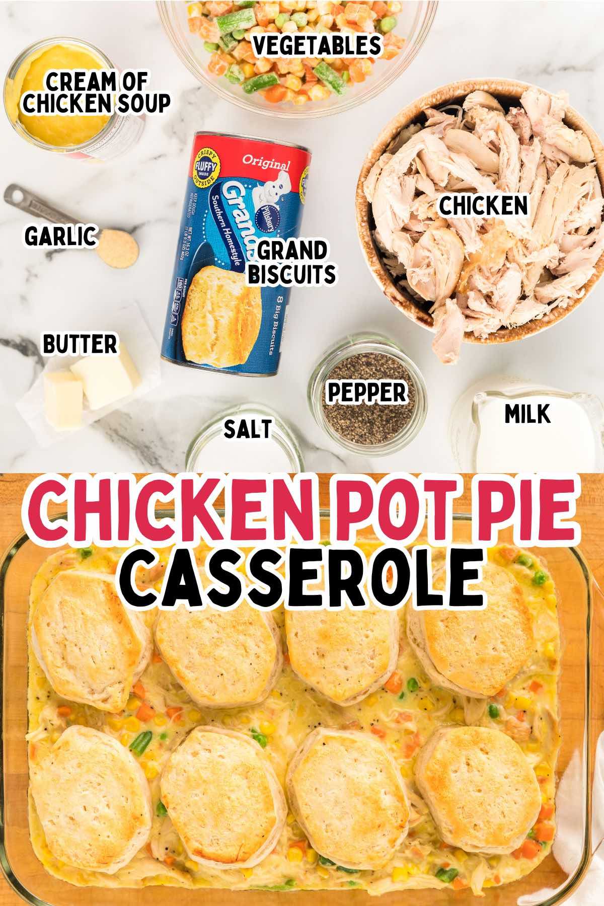 chicken pot pie casserole pin.