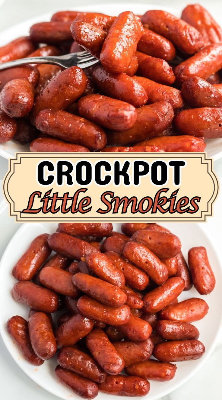 Crockpot little smokies served as an easy party appetizer on a plate.