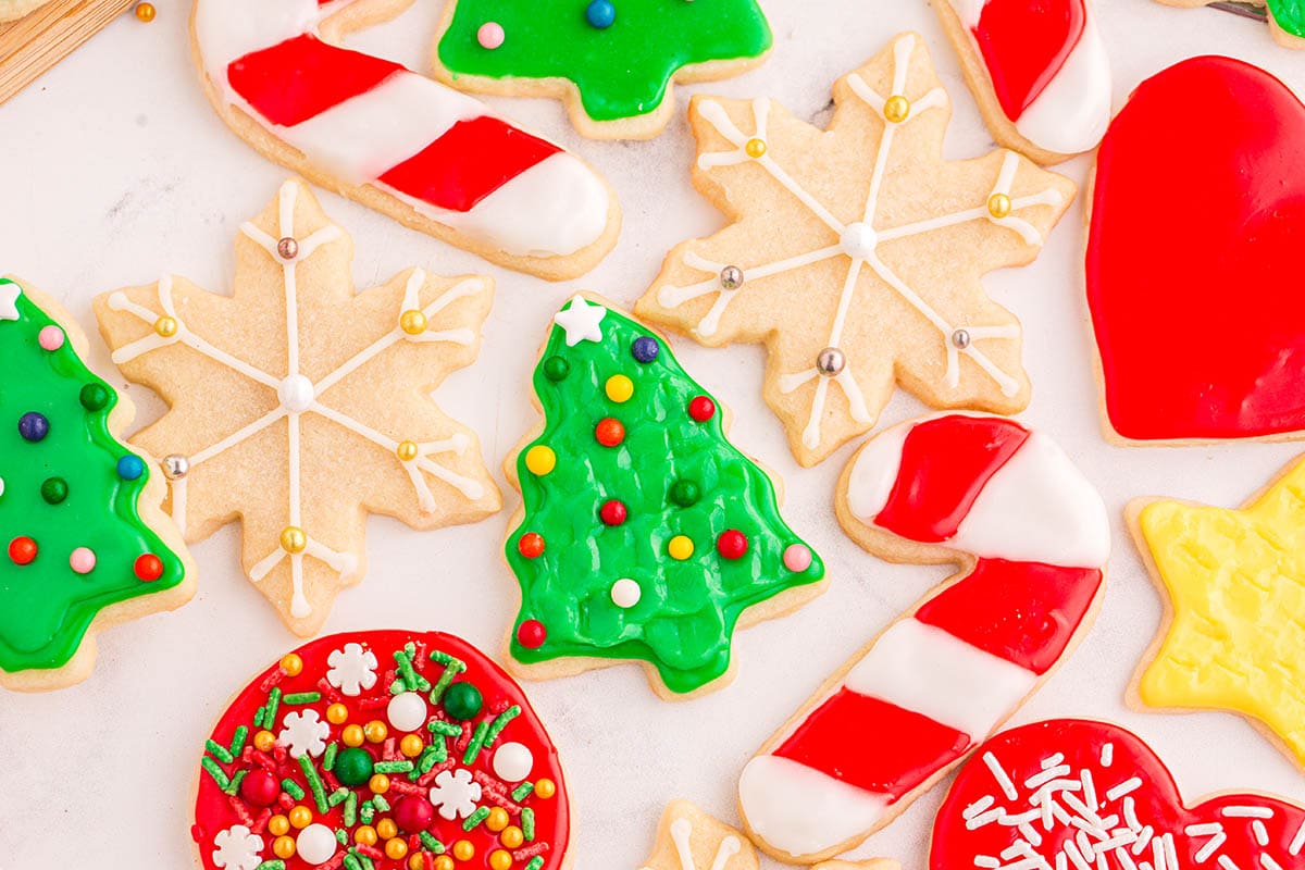 christmas themed sugar cookies. 