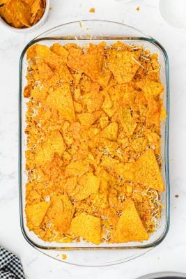 Dorito Casserole ready to bake